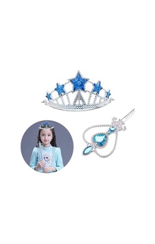 Populermarketim - Karlar Ülkesi Elsa Yıldız Mavi Taç Ve Elsa Asa Seti 2 Parça Standart