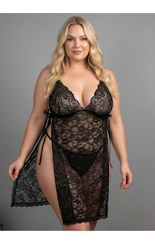 Sistina - 680 - Büyük Beden Siyah Dantel Gecelik - - Myceshop - Beden 5xl Desenli Sistina - 680 - Büyük Beden Siyah Dantel Gecelik - - Myceshop - Beden 5xl Desenli