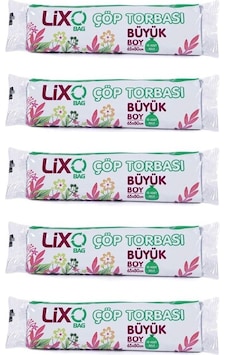 Lixo Büyük Boy Çöp Torbası 65 x 80 Cm 10lu Rulo x 5 Paket 50 Adet Lixo Büyük Boy Çöp Torbası 65 x 80 Cm 10lu Rulo x 5 Paket 50 Adet