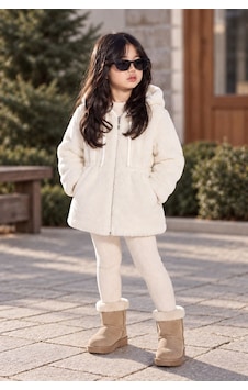 Minigimin Cicileri Miniğimin Cicileri Peluş Astarlı Kız Çocuk Kapüşonlu Hırka - Beyaz Minigimin Cicileri Miniğimin Cicileri Peluş Astarlı Kız Çocuk Kapüşonlu Hırka - Beyaz