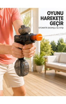 Şarj Edilebilir Su Tabancası Büyük Hazneli Otomatik Atışlı 8-12 Metre Menzilli Düz Renkli Şarj Edilebilir Su Tabancası Büyük Hazneli Otomatik Atışlı 8-12 Metre Menzilli Düz Renkli