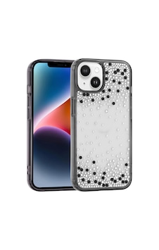 Apple iPhone Uyumlu 14 Kılıf Airbag Tasarımlı Damla Taşlı Şeffaf Zore Pera Silikon Kapak - Siyah Apple iPhone Uyumlu 14 Kılıf Airbag Tasarımlı Damla Taşlı Şeffaf Zore Pera Silikon Kapak - Siyah