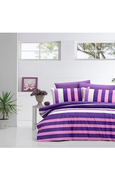 Komfort Home Çift Kişilik Ranforce Nevresim Takımı (Stripe Lila)