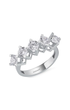 5 Taş Yüzük Beyaz Altın Swarovski 285829720 5 Taş Yüzük Beyaz Altın Swarovski 285829720