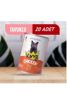 King Sos İçerisinde Et Parçacıklı Tavuklu Kedi Konservesi 400 Gr 20 Adet King Sos İçerisinde Et Parçacıklı Tavuklu Kedi Konservesi 400 Gr 20 Adet