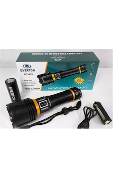 Everton Rt-453 Metal Fener 50w Şarjlı Parlaklık Ayarı 4800mah 26650 3.7v Lıon Pil Everton Rt-453 Metal Fener 50w Şarjlı Parlaklık Ayarı 4800mah 26650 3.7v Lıon Pil