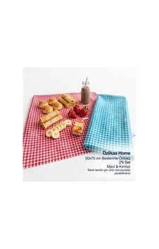 Beslenme Örtüsü 50x70 Cm Mavi Kırmızı Pötikare Kareli Çok Amaçlı Yiyecek Örtüsü