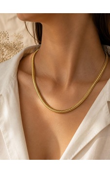 Cm Jewelry Gold Çelik Kalın Yılan Zincir Kolye Altın Cm Jewelry Gold Çelik Kalın Yılan Zincir Kolye Altın