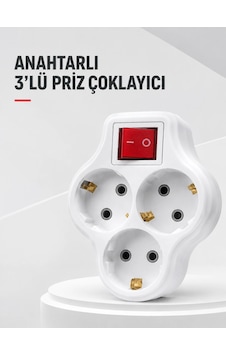 Duvar Tipi 3 Lü Priz Çoklayıcı Kablosuz Anahtarlı Kompakt Priz Adaptörü 0 - 2 M Duvar Tipi 3 Lü Priz Çoklayıcı Kablosuz Anahtarlı Kompakt Priz Adaptörü 0 - 2 M