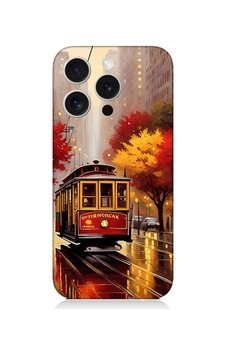 Apple Uyumlu iPhone 15 Pro Max Kırmızı Tramvay Desenli Silikon Kılıf Silikon Apple Uyumlu iPhone 15 Pro Max Kırmızı Tramvay Desenli Silikon Kılıf Silikon