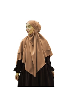 Melodi Scarf Kadın Tesettür Sufle Khimar Peçeli Üç Katlı Şifon Şal Sütlü Kahve Sütlü Kahve