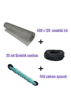 20 Mt Siyah Sineklik Contası + Fitil Çekme Aparatı + 400x120 Cm S