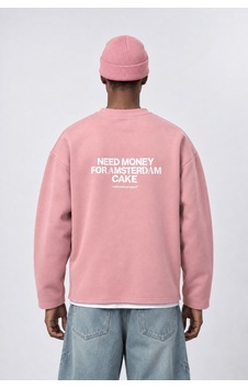 Respire Erkek Cake Baskılı Pis Dikiş Detaylı Oversize Sweatshirt Pembe Respire Erkek Cake Baskılı Pis Dikiş Detaylı Oversize Sweatshirt Pembe