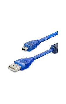 Usb Mini V3/5pin To Usb Kablo 1.5 M - Şeffaf Mavi Hdx5065 Usb Mini V3/5pin To Usb Kablo 1.5 M - Şeffaf Mavi Hdx5065