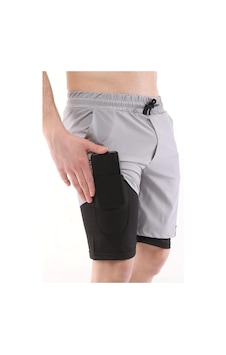 Genius Store Running Hızlı Kuruma Micropoly Antrenman Halısaha Fitness Kısa Taytlı Erkek Sporcu Şortu Gri