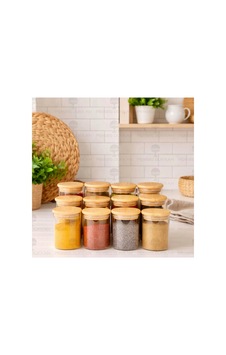 12'li 250ml Bambu Vakumlu Kapaklı Baharatlık Seti Baharatlık Kavanoz Takımı-11cmx6cm Diğer 12'li 250ml Bambu Vakumlu Kapaklı Baharatlık Seti Baharatlık Kavanoz Takımı-11cmx6cm Diğer
