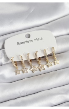 Hemengo 316l Çelik Gold Renk 6'lı Set Yıldız Model Kadın Küpe Hmngobzs Diğer Hemengo 316l Çelik Gold Renk 6'lı Set Yıldız Model Kadın Küpe Hmngobzs Diğer