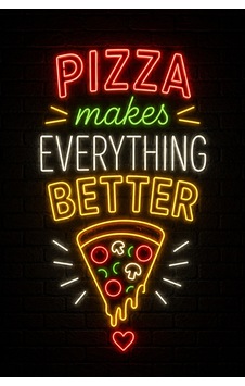 Neon Pizza Duvar Tablosu Mdf Baskı Mutfak Restoran Kafe Dekor 20x30 Cm