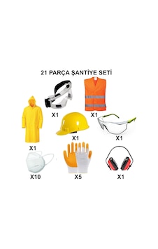 21 Parça Baret Eldiven Seti İle Şantiye Güvenliği 21 Parça Baret Eldiven Seti İle Şantiye Güvenliği
