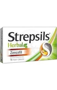 Strepsils Herbal Zencefil Şekersiz Pastil 16'lı