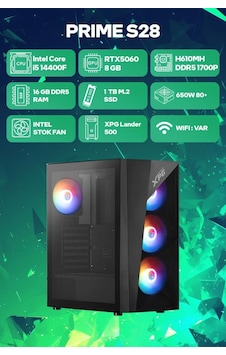Game Garaj Prime S28 i5-14400F 16 GB 1 TB SSD RTX5060 Dos Oyuncu OEM Paket