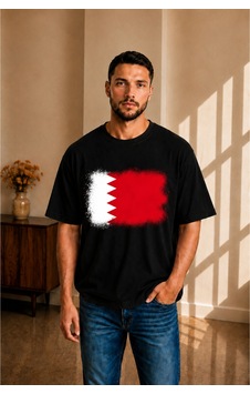 Sngl Tekstil Erkek Oversize Bahreyn Bayrak Baskılı Kısa Kollu Tişört S M L Xl 2xl Siyah Sngl Tekstil Erkek Oversize Bahreyn Bayrak Baskılı Kısa Kollu Tişört S M L Xl 2xl Siyah