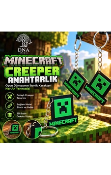Minecraft Creeper Anahtarlık Yeşil Siyah Piksel Tasarımlı Çanta Aksesuarı Gümüş Minecraft Creeper Anahtarlık Yeşil Siyah Piksel Tasarımlı Çanta Aksesuarı Gümüş