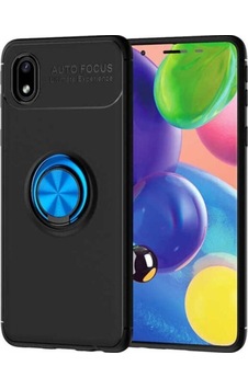 Galaxy A01 Core Kılıf Zore Ravel Silikon Kapak Siyah-Mavi