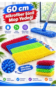 60 Cm Mikrofiber Şönil Mop Yedeği Islak Kuru Kullanıma Uygun Püsküllü Makarna Mop Başlığı 60 Cm Mikrofiber Şönil Mop Yedeği Islak Kuru Kullanıma Uygun Püsküllü Makarna Mop Başlığı