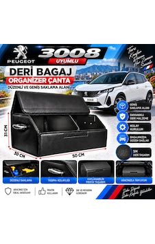 Peugeot 3008 Uyumlu Oto Bagaj Organizeri Deri Bagaj Kutu Çanta 1