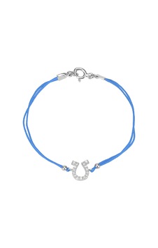 Zirkon Taşlı Pırlanta Montür Gümüş Rengi Kaplama Turkuaz İpli At Nalı Bileklik Gümüş - Rose Gold Zirkon Taşlı Pırlanta Montür Gümüş Rengi Kaplama Turkuaz İpli At Nalı Bileklik Gümüş - Rose Gold