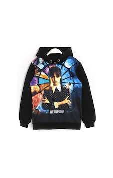 3d Baskılı Kız Çocuk Wednesday Addams 3 İp Şardonlu Sweatshirt Siyah 3d Baskılı Kız Çocuk Wednesday Addams 3 İp Şardonlu Sweatshirt Siyah