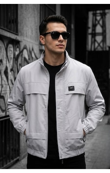 Oksit Trend Style Slim Fit Suya Dayanıklı Erkek Mevsimlik Ceket - Fermuarlı Ve Cepli Gri Oksit Trend Style Slim Fit Suya Dayanıklı Erkek Mevsimlik Ceket - Fermuarlı Ve Cepli Gri