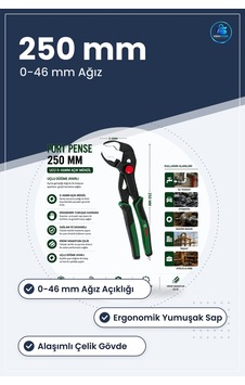 Papağan Pense 250 Mm 0 İle 46 Açıklık Ergonomik Yumuşak Sap Krom Papağan Pense 250 Mm 0 İle 46 Açıklık Ergonomik Yumuşak Sap Krom