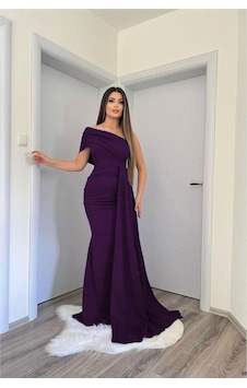 Lior Design Kadın Zarif Stil Tek Omuz Kuyruklu Balık Kesim Abiye Elbise Mor Lior Design Kadın Zarif Stil Tek Omuz Kuyruklu Balık Kesim Abiye Elbise Mor