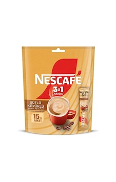 Nescafe 3ü1 Arada Sütlü Köpüklü Hazır Kahve Poşet 17,4 Gr 15 Adet Çözünebilir Nescafe 3ü1 Arada Sütlü Köpüklü Hazır Kahve Poşet 17,4 Gr 15 Adet Çözünebilir
