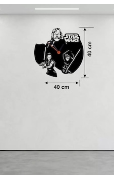 Star Wars Temalı Ahşap Duvar Saati - 40x40 Cm Lazer Kesim Dekoratif Çok Renkli Star Wars Temalı Ahşap Duvar Saati - 40x40 Cm Lazer Kesim Dekoratif Çok Renkli