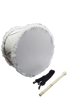 Kına Davulu Kırmızı Ledli Pilsiz Beyaz Tüylü 50cm Kına Davulu Kırmızı Ledli Pilsiz Beyaz Tüylü 50cm