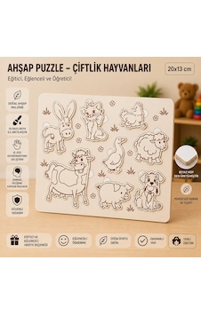 Ahşap Puzzle - Çiftlik Hayvanları: Eğitici Ve Öğretici Okul Öncesi Zeka Oyunu 20x13 Cm Ahşap Puzzle - Çiftlik Hayvanları: Eğitici Ve Öğretici Okul Öncesi Zeka Oyunu 20x13 Cm