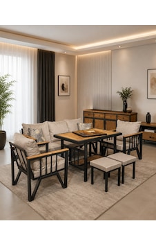 Lexus Metal Bahçe Balkon Teras Koltuk Takımı 3+1+1+masa+2 Adet Puf Lexus Metal Bahçe Balkon Teras Koltuk Takımı 3+1+1+masa+2 Adet Puf