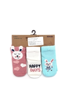 Petit Minou 3'lü Bebek Çorabı 2193 Pembe-Beyaz