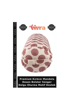 Premium Kırmızı Mandala Desen Bolster Sünger Dolgu Oturma Motif Destek Premium Kırmızı Mandala Desen Bolster Sünger Dolgu Oturma Motif Destek