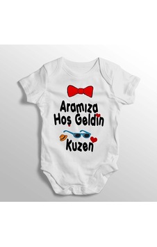 İmaj Tuğbababy Aramıza Hoş Geldin Kuzen Yazılı Baskılı Bebek Zıbını Beyaz İmaj Tuğbababy Aramıza Hoş Geldin Kuzen Yazılı Baskılı Bebek Zıbını Beyaz