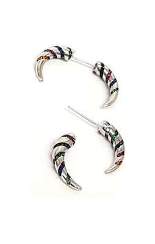 Renkli Tasli Italyan Tasarimi Gümüş Piercing Küpe Gümüş Renkli Tasli Italyan Tasarimi Gümüş Piercing Küpe Gümüş