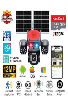 O-kam Ok-337 Premium 4g 12mp Sim Kartlı 2xsolar Panelli Çakarlı 4 Kameralı 1 Ptz Akıllı Kamera + 64gb Sd Kart O-kam Ok-337 Premium 4g 12mp Sim Kartlı 2xsolar Panelli Çakarlı 4 Kameralı 1 Ptz Akıllı Kamera + 64gb Sd Kart