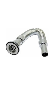 Krom Lavabo Sifonu, Körüklü, Ayarlanabilir 33-80 Cm Uzunluk, Plastik, Beyaz
