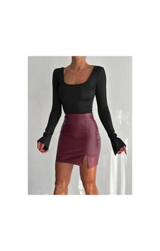 Luka Suni Deri Kumaş Beli Lastikli Yırtmaçlı Tasarım Siyah Renk Mini Etek Bordo - 791366495 Bordo Luka Suni Deri Kumaş Beli Lastikli Yırtmaçlı Tasarım Siyah Renk Mini Etek Bordo - 791366495 Bordo