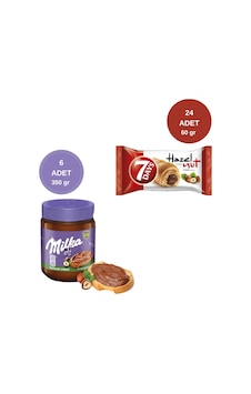 7 Days Kakaolu Fındık Kremalı Kruvasan 60gr 24 Adet + Milka Sürülebilir Çikolata Kakaolu Fındık Ezmesi 6 Adet 7 Days Kakaolu Fındık Kremalı Kruvasan 60gr 24 Adet + Milka Sürülebilir Çikolata Kakaolu Fındık Ezmesi 6 Adet