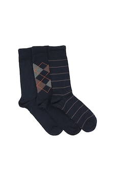 Cf Colour Feet 3'Lü Paket Klasik Desenli Lacivert Erkek Çorap Lacivert