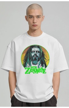 Rob Zombie Rock Metal Şarkıcı Baskılı Unisex Oversize Premium Tiş Beyaz